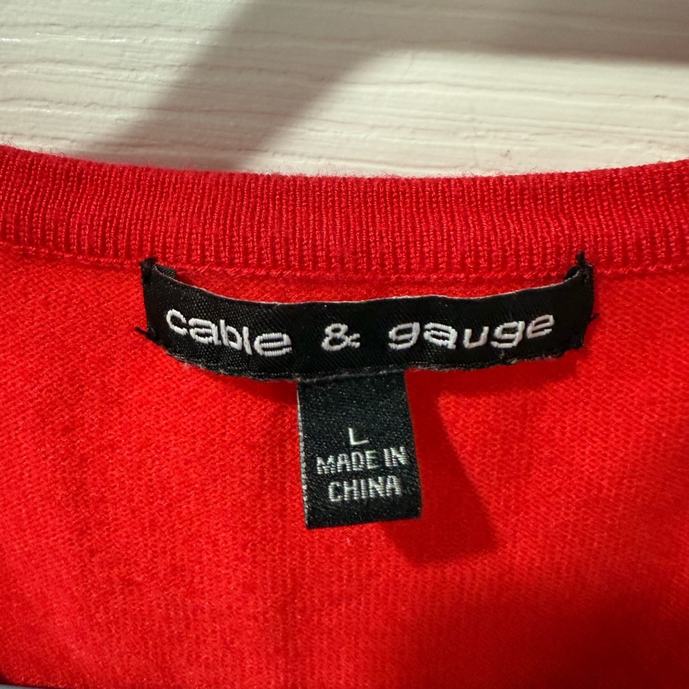 Cable & Gauge Vibrant Red Women's Cardigan, size L - Picture 2 of 7